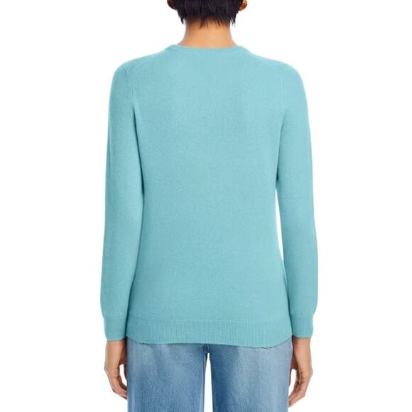 C by Bloomingdale's Women Sky Blue Cashmere Knit Classic Crewneck Sweater Size S - Picture 6 of 6